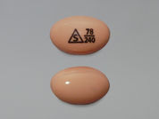 Sandimmune: This is a Capsule imprinted with logo and 78  240 on the front, nothing on the back.