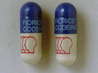 Esto es un Cápsula imprimido con FIORICET  CODEINE en la parte delantera, logo en la parte posterior, y es fabricado por None.