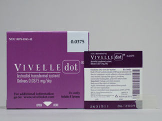 This is a Patch Transdermal Semiweekly imprinted with Vivelle-Dot  0.0375 mg/day on the front, nothing on the back.
