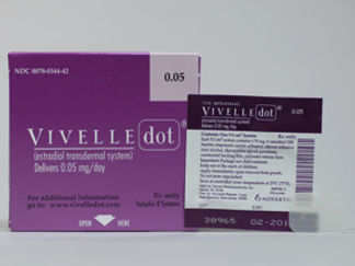 This is a Patch Transdermal Semiweekly imprinted with Vivelle-Dot  0.05 mg/day on the front, nothing on the back.