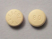 Fluvastatin Er: This is a Tablet Er 24 Hr imprinted with LESCOL  XL on the front, 80 on the back.