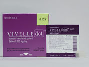 Vivelle- Dot: Esto es un Parche Transdérmico Semisemanal imprimido con Vivelle-Dot  0.025 mg/day en la parte delantera, nada en la parte posterior, y es fabricado por None.