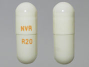 Ritalin La: This is a Capsule Er Biphasic 50-50 imprinted with NVR on the front, R20 on the back.