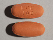 Carbidopa-Levodopa-Entacapone: This is a Tablet imprinted with LCE  100 on the front, nothing on the back.