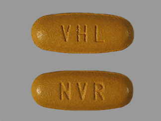 This is a Tablet imprinted with NVR on the front, VHL on the back.