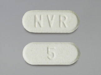 This is a Tablet imprinted with 5 on the front, NVR on the back.