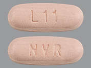 Entresto: This is a light pink oval Tablet imprinted with NVR on the front, L11 on the back, and is manufactured by NOVARTIS.