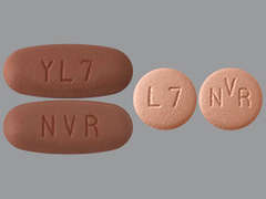 This is a multi-color (2) multi-(2) Tablet imprinted with YL7 or L7 on the front, NVR on the back, and is manufactured by NOVARTIS.