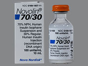 Novolin 70-30: This is a Vial imprinted with nothing on the front, nothing on the back.