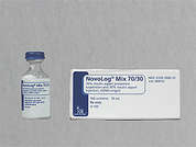 Novolog Mix 70-30: Esto es un Vial blanco imprimido con nada en la parte delantera, nada en la parte posterior, y es fabricado por NOVO NORDISK.