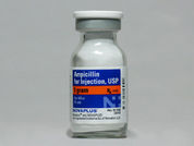 Ampicillin Sodium: Esto es un Vial imprimido con nada en la parte delantera, nada en la parte posterior, y es fabricado por None.