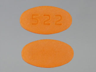 This is a Tablet imprinted with 522 on the front, nothing on the back.