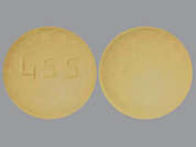 Amlodipine-Olmesartan: Esto es un Tableta gray orange redondo imprimido con 455 en la parte delantera, nada en la parte posterior, y es fabricado por ALEMBIC PHARMAC.