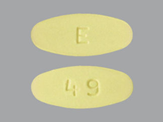 This is a Tablet imprinted with E on the front, 49 on the back.