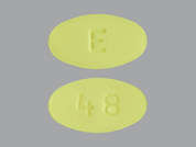 Losartan-Hydrochlorothiazide: This is a yellow oval Tablet imprinted with E on the front, 48 on the back, and is manufactured by AUROBINDO PHARM.
