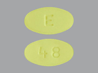 This is a Tablet imprinted with E on the front, 48 on the back.
