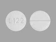 Lamotrigine: This is a Tablet imprinted with L122 on the front, nothing on the back.