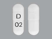 Gabapentin: Esto es un Cápsula blanco oblongo imprimido con D en la parte delantera, 02 en la parte posterior, y es fabricado por AUROBINDO PHARM.