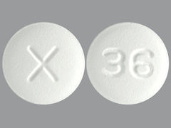 This is a Tablet imprinted with X on the front, 36 on the back.
