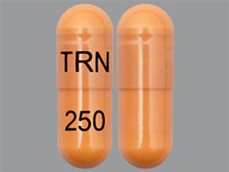 This is a Capsule imprinted with TRN on the front, 250 on the back.