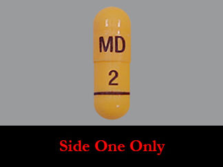 This is a Capsule imprinted with MD on the front, 2 on the back.