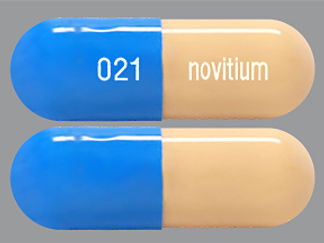 This is a Capsule imprinted with 021 on the front, novitium on the back.