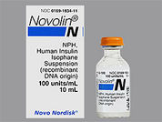 Novolin N: Esto es un Vial imprimido con nada en la parte delantera, nada en la parte posterior, y es fabricado por None.