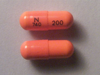 This is a Capsule imprinted with N  740 on the front, 200 on the back.