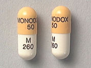 Monodox: This is a Capsule imprinted with MONODOX  50 on the front, M  260 on the back.