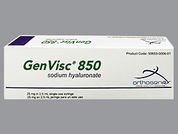 Genvisc 850: This is a Syringe imprinted with nothing on the front, nothing on the back.