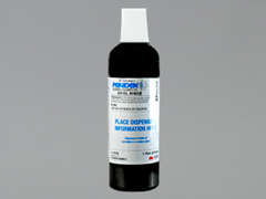 This is a blue Mouthwash imprinted with nothing on the front, nothing on the back, and is manufactured by 3M ESPE DENTAL.