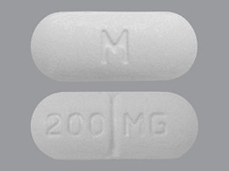 This is a Tablet imprinted with M on the front, 200 MG on the back.