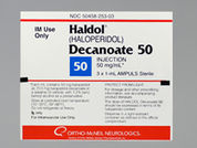 Haldol Decanoate: This is a Ampul imprinted with nothing on the front, nothing on the back.