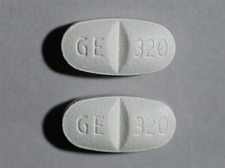 This is a Tablet imprinted with GE 320 on the front, GE 320 on the back.