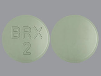 This is a Tablet imprinted with BRX  2 on the front, nothing on the back.