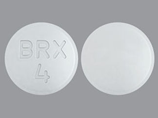 This is a Tablet imprinted with BRX  4 on the front, nothing on the back.