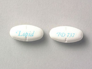 This is a Tablet imprinted with Lopid on the front, P-D  737 on the back.