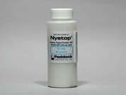 Nystop: This is a pale yellow Powder imprinted with nothing on the front, nothing on the back, and is manufactured by PADAGIS.