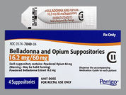 Belladonna & Opium: Esto es un Supositorio Rectal imprimido con nada en la parte delantera, nada en la parte posterior, y es fabricado por None.