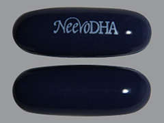 This is a blue oblong Capsule imprinted with NeevoDHA on the front, nothing on the back, and is manufactured by ALFASIGMA USA,.