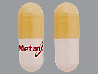 This is a Capsule imprinted with Metanx on the front, nothing on the back.
