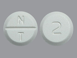 This is a Tablet imprinted with N  T on the front, 2 on the back.
