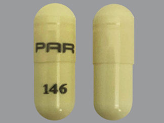 This is a Capsule imprinted with PAR on the front, 146 on the back.