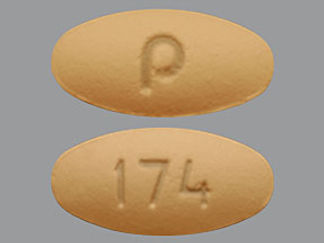 This is a Tablet imprinted with P on the front, 174 on the back.