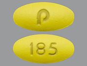 Amlodipine-Valsartan-Hctz: Esto es un Tableta imprimido con P en la parte delantera, 185 en la parte posterior, y es fabricado por None.