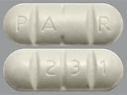 Praziquantel: Esto es un Tableta imprimido con P A R en la parte delantera, 2 3 1 en la parte posterior, y es fabricado por None.