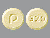 Olanzapine Odt: This is a Tablet Disintegrating imprinted with logo on the front, 320 on the back.
