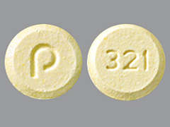 Esto es un Tableta De Desintegración amarillo redondo imprimido con P en la parte delantera, 321 en la parte posterior, y es fabricado por STRIDES PHARMA.