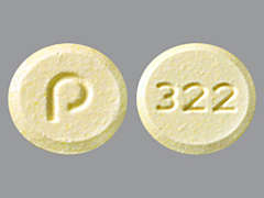 Esto es un Tableta De Desintegración amarillo redondo imprimido con P en la parte delantera, 322 en la parte posterior, y es fabricado por STRIDES PHARMA.
