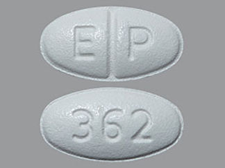 This is a Tablet imprinted with E P on the front, 362 on the back.